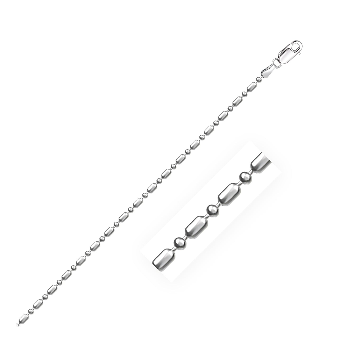 Size: 20'' - 14k White Gold Diamond-Cut Alternating Bead Chain (1.30 mm)