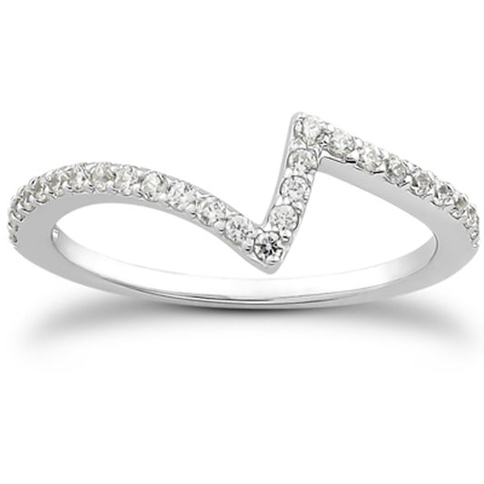 Size: 8.5 - 14k White Gold Fancy Zig Zag Pave Diamond Wedding Ring Band