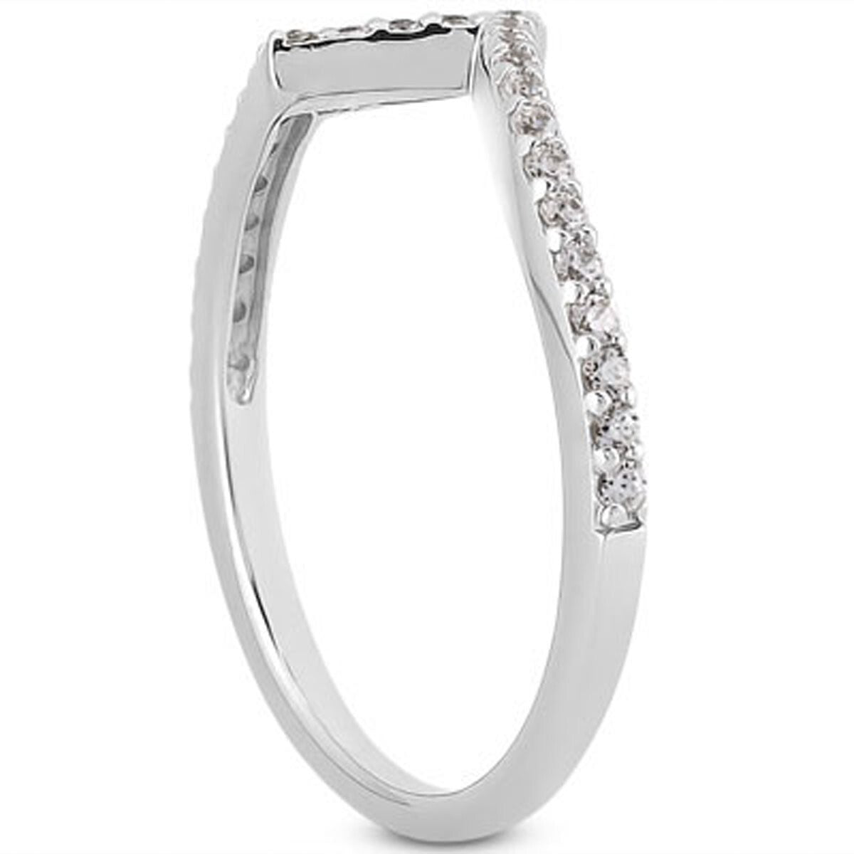 Size: 8.5 - 14k White Gold Fancy Zig Zag Pave Diamond Wedding Ring Band