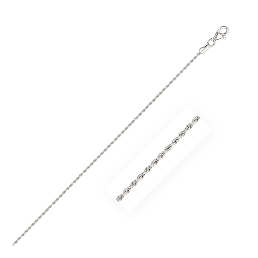 Size: 22'' - 14k White Gold Solid Diamond Cut Rope Chain (1.60 mm)