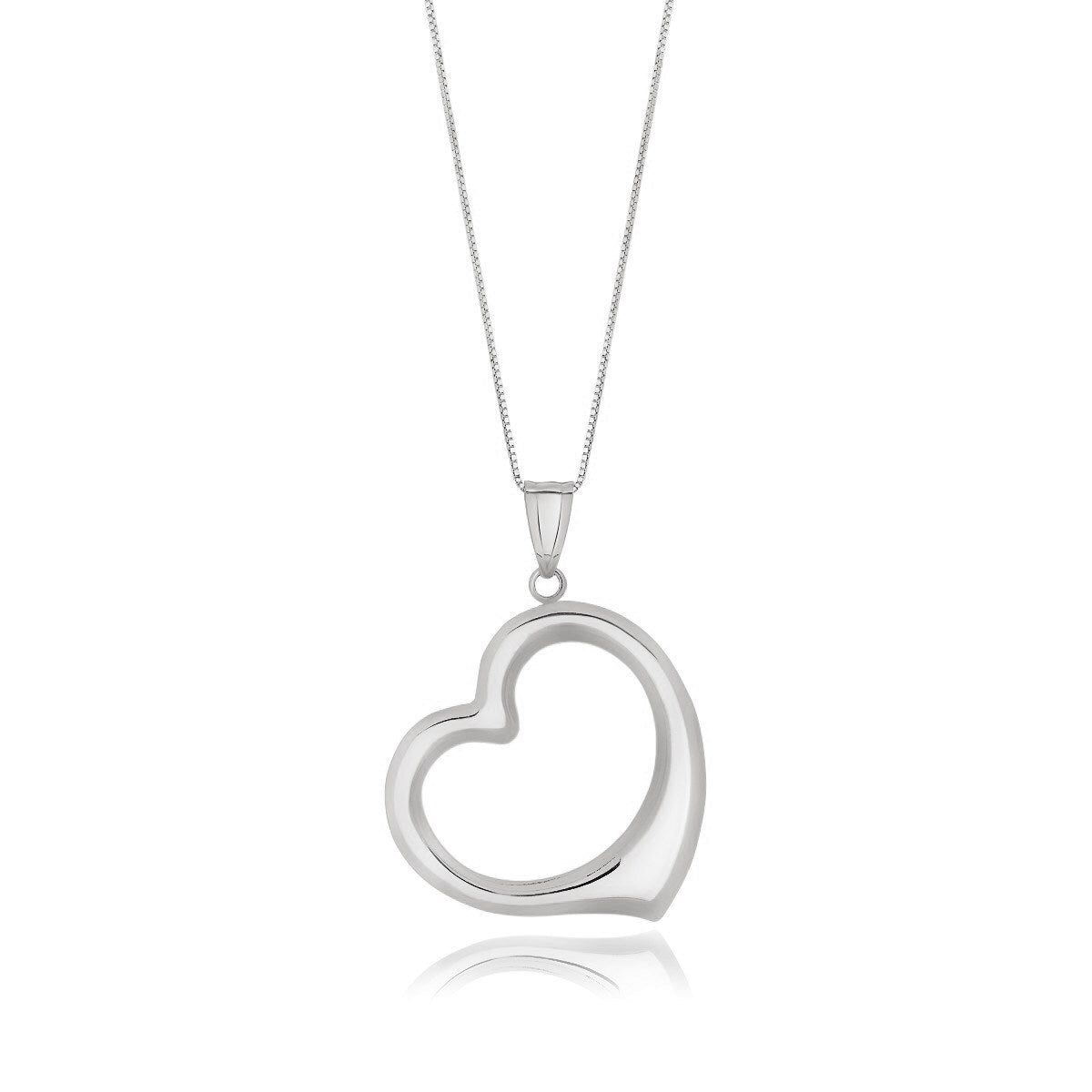 Size: 18 - 14k White Gold Floating Heart Drop Pendant