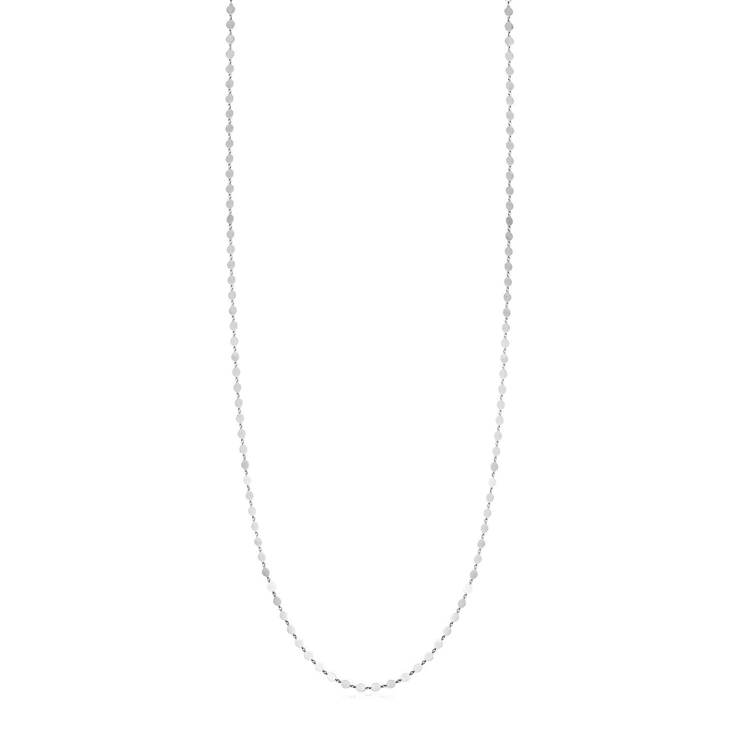 Size: 38'' - Sterling Silver Mirror Link Necklace