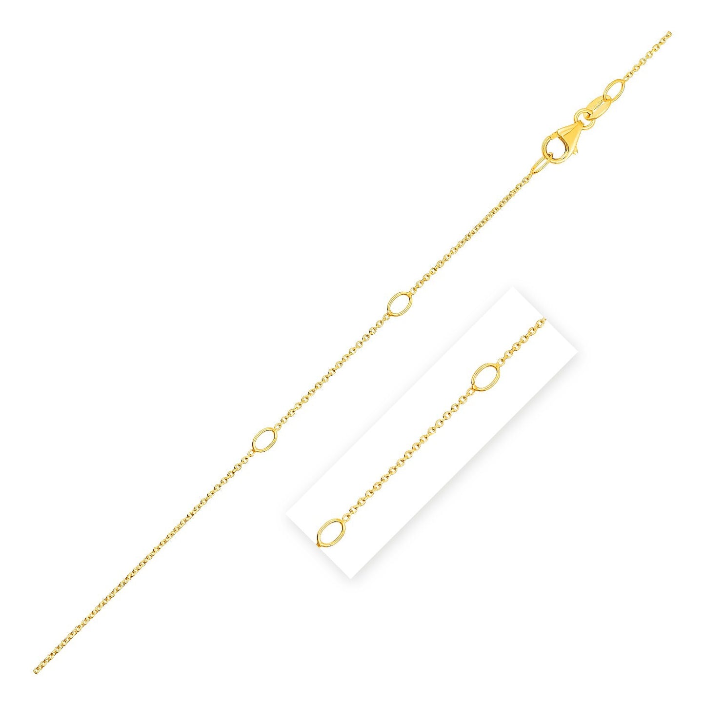 Size: 18'' - Adjustable Cable Chain in 14k Yellow Gold (0.97 mm)