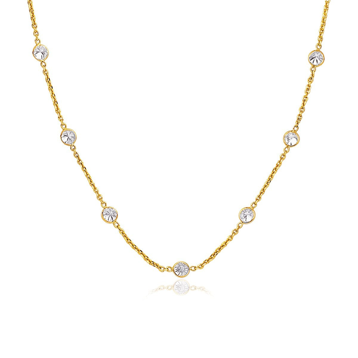 Size: 16'' - 14k Yellow Gold CZ By the Yard Long Links