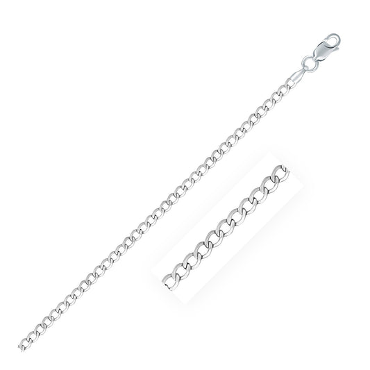 Size: 20'' - Rhodium Plated Sterling Silver Curb Style Chain (3.00 mm)