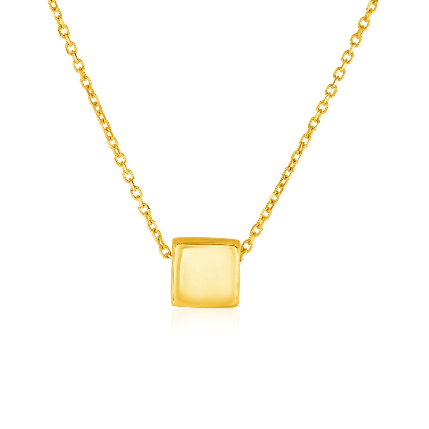 Size: 18 - 14k Yellow Gold with Shiny Square Pendant