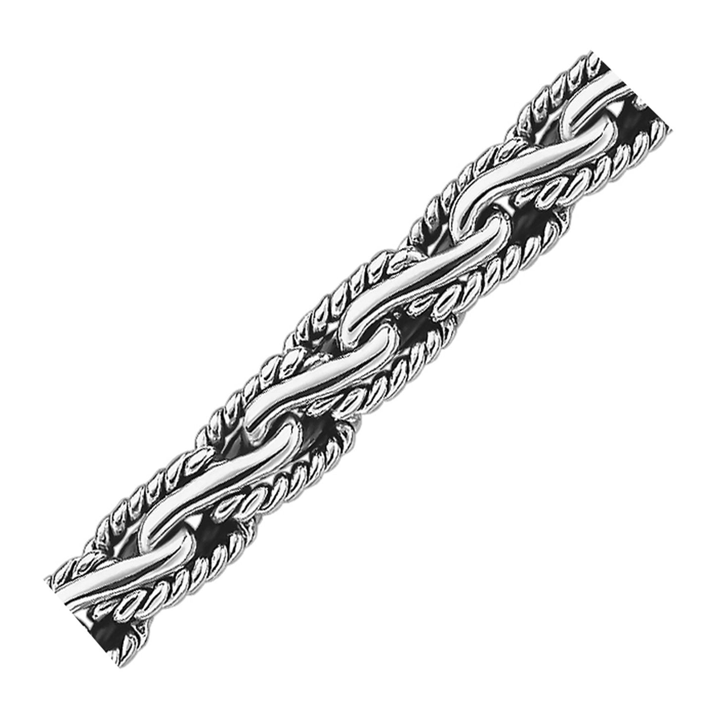 Size: 8.5'' - Oxidized Sterling Silver Men's Chain Bracelet in a Cable Motif