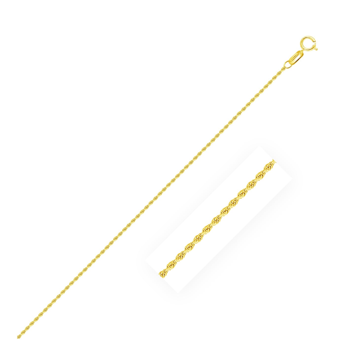 Size: 22'' - 10k Yellow Gold Solid Diamond Cut Rope Chain (1.40 mm)