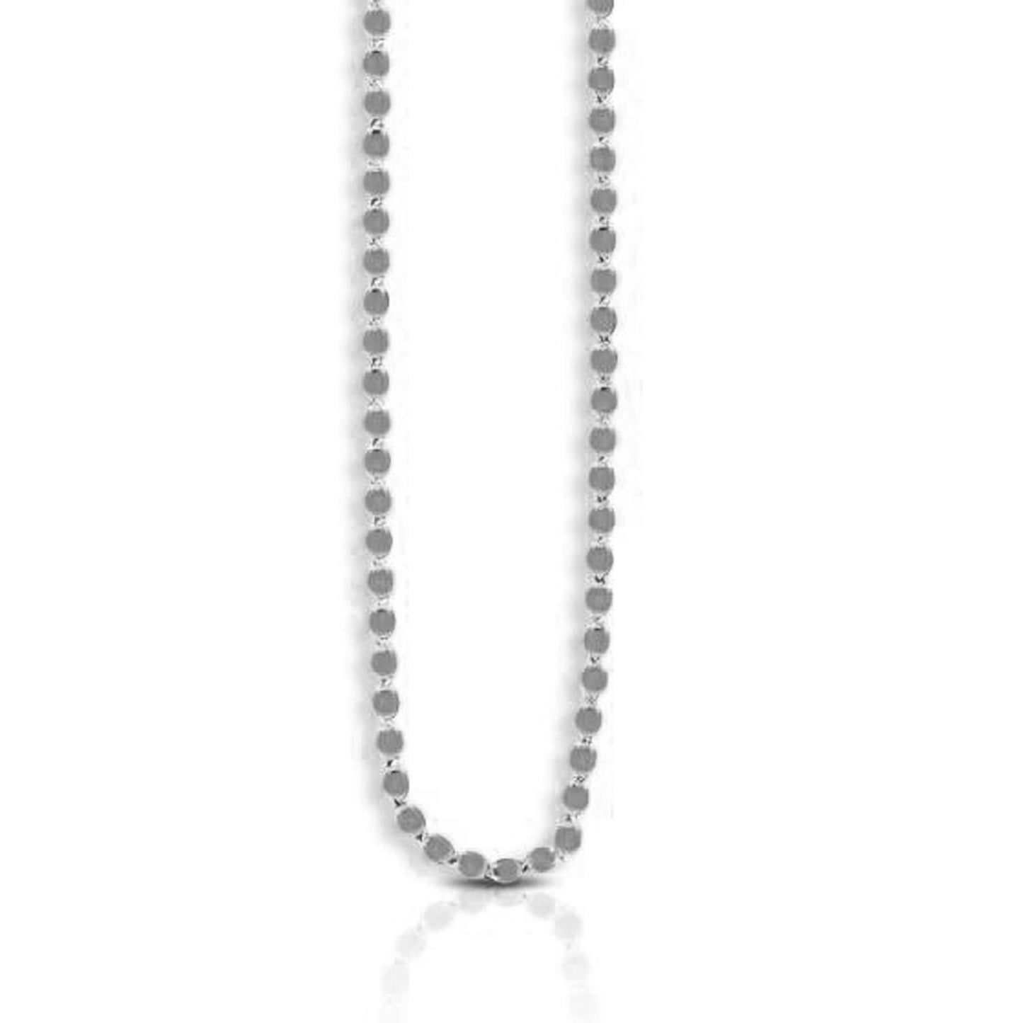 Size: 24 - 14k White Gold Oval Mirror Chain (2.20 mm)