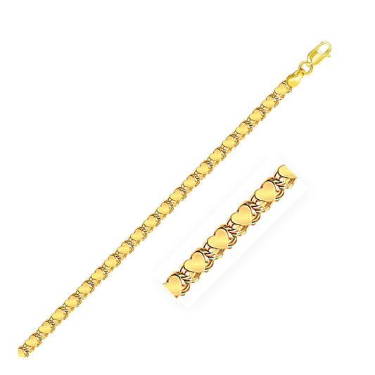 Size: 18'' - 14k Yellow Gold Heart Chain (3.20 mm)