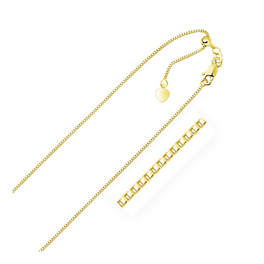 Size: 22'' - 10k Yellow Gold Adjustable Box Chain (0.85 mm)