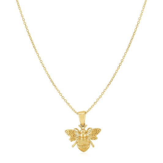 Size: 18'' - 14K Yellow Gold Bee Necklace