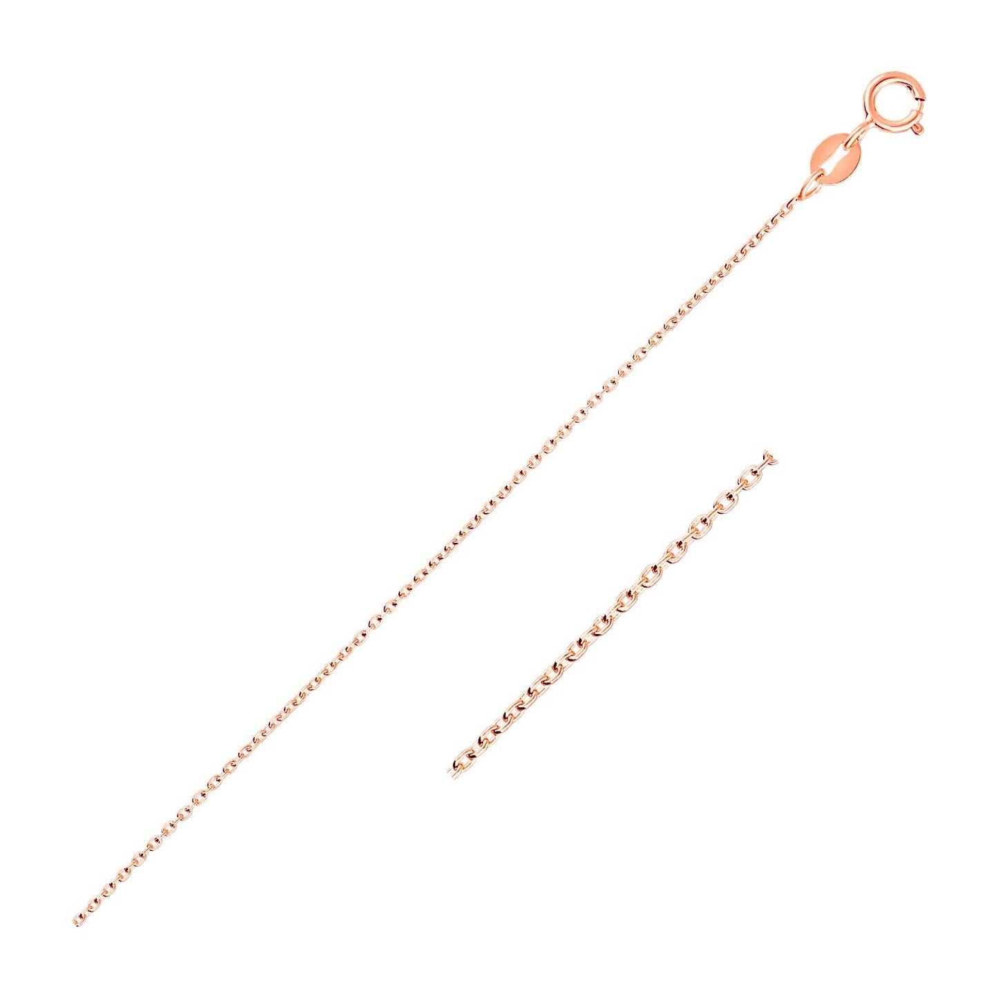 Size: 18'' - 14k Pink Gold Oval Cable Link Chain (0.97 mm)