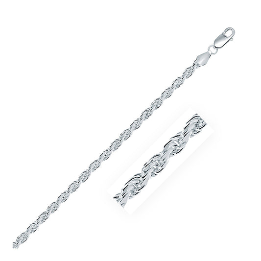 Size: 20'' - Sterling Silver Diamond Cut Rope Style Chain (3.60 mm)