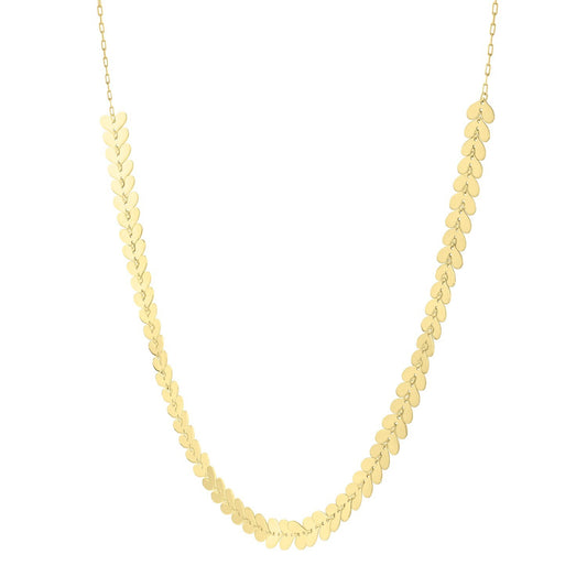 Size: 18 - 14k Yellow Gold Polished Heart Link Chain Necklace