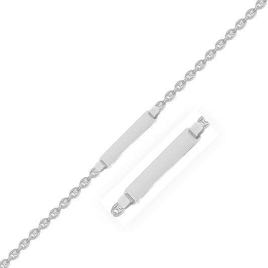 Size: 6'' - 14k White Gold Figaro Chain Fancy Children's ID Bracelet