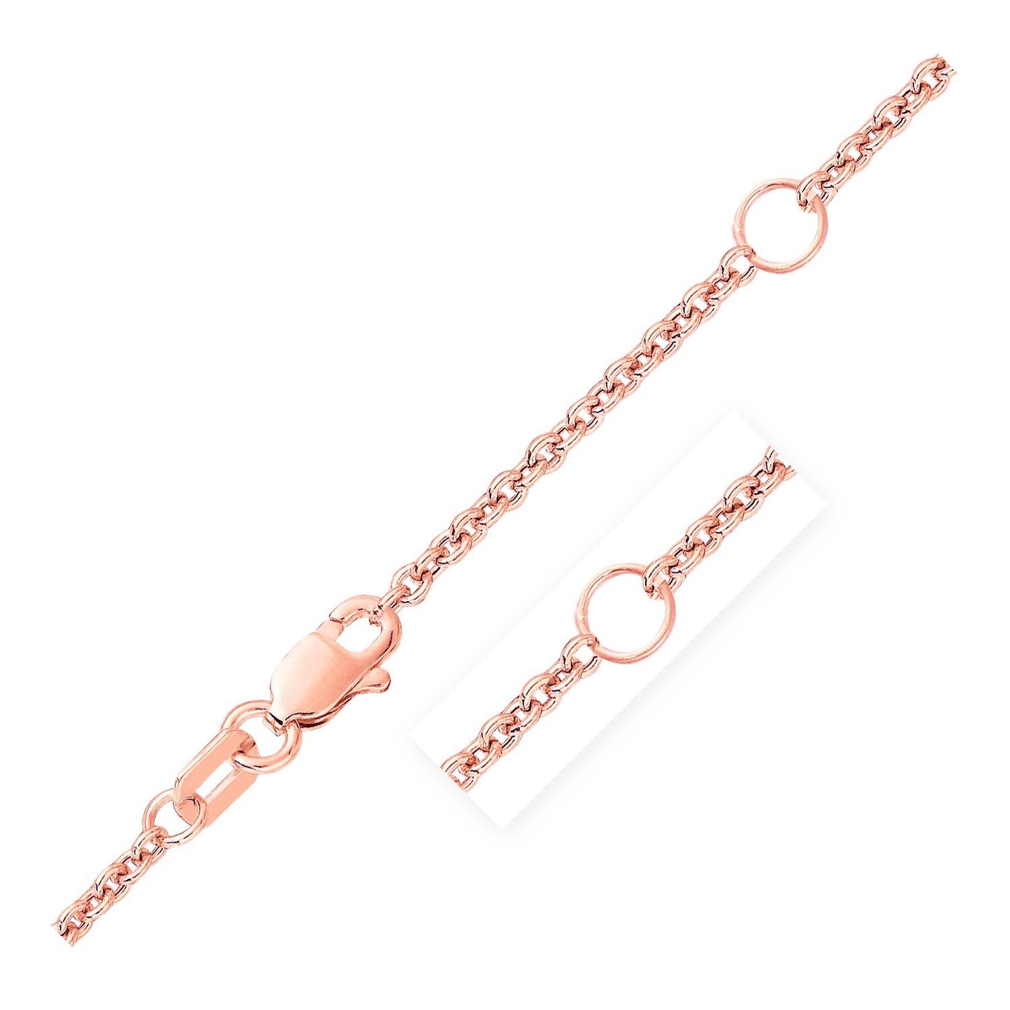 Size: 18'' - Double Extendable Cable Chain in 14k Rose Gold (1.80 mm)