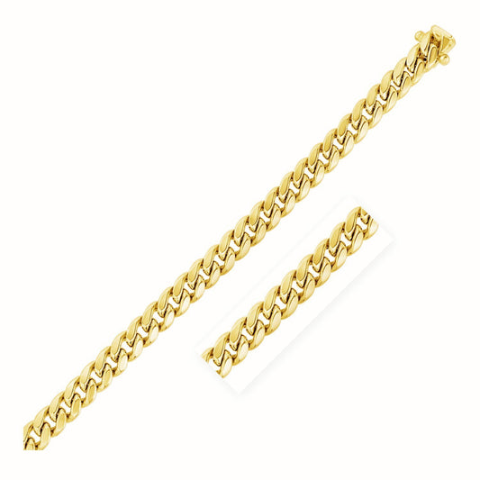 Size: 24'' - 10k Yellow Gold Semi Solid Miami Cuban Chain (7.20 mm)