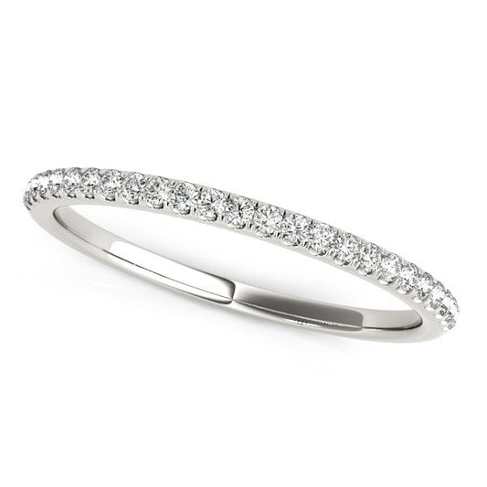 Size: 8.5 - 14k White Gold Diamond Wedding Band in Pave Setting (1/8 cttw)