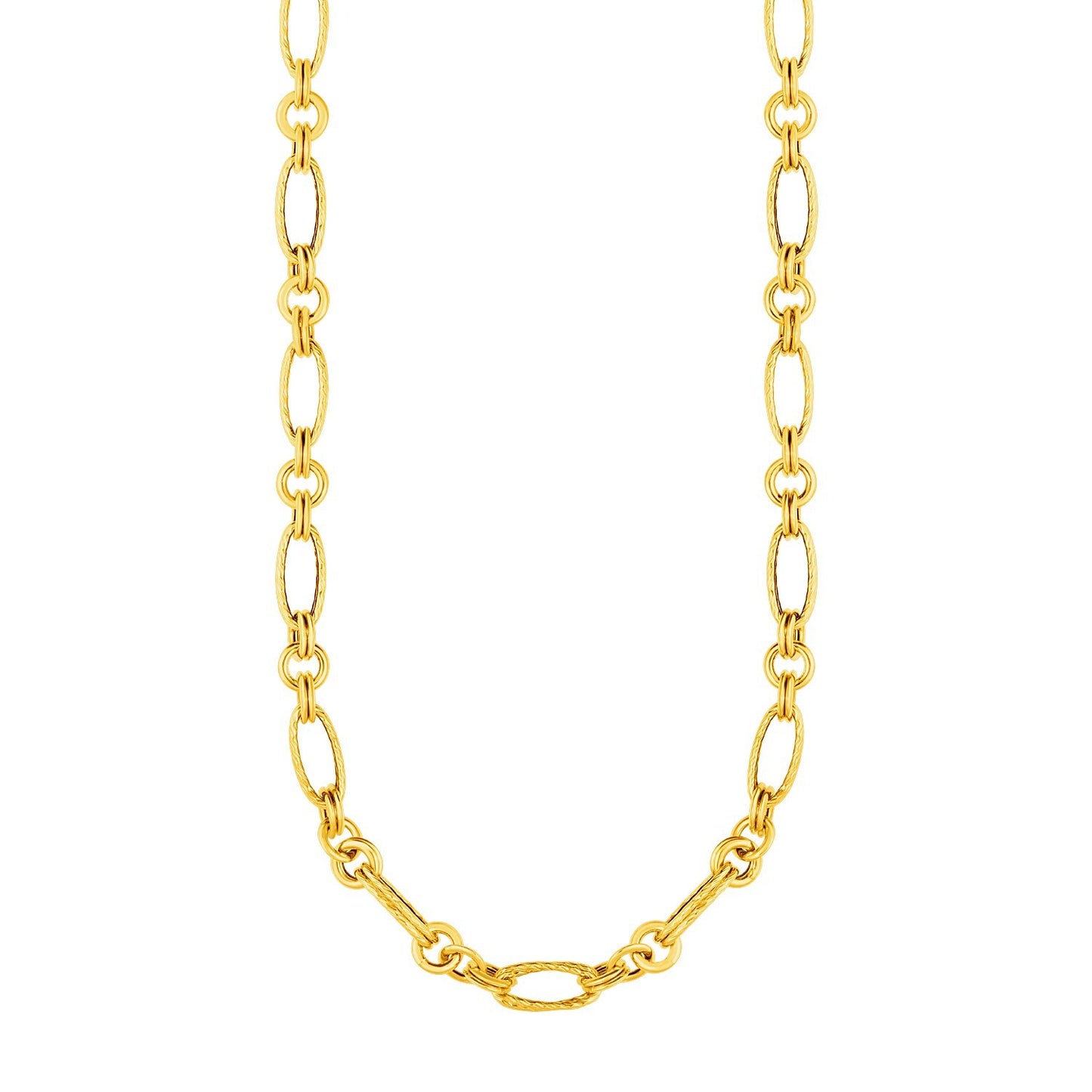 Size: 18'' - 14k Yellow Gold Twisted and Polished Link Necklace