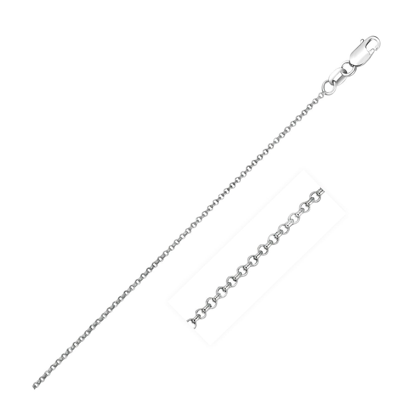 Size: 20'' - 14k White Gold Diamond Cut Rolo Chain (1.10 mm)