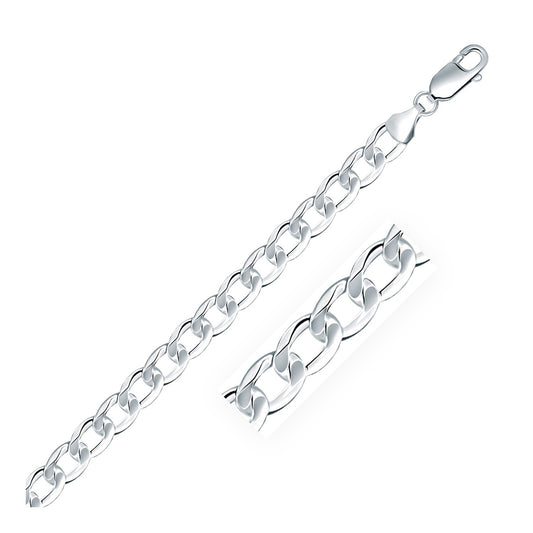 Size: 20'' - Rhodium Plated Sterling Silver Curb Style Chain (7.90 mm)