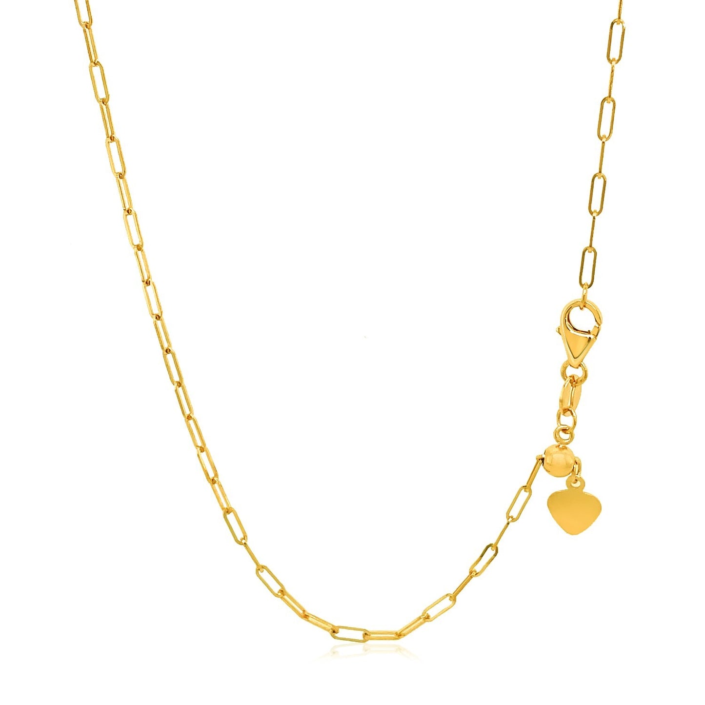 Size: 22'' - 14k Yellow Gold Adjustable Paperclip Chain (1.50 mm)