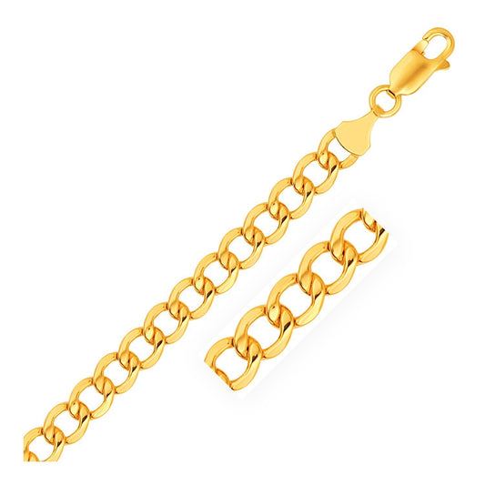 Size: 8 - 6.2mm 10k Yellow Gold Lite Curb Bracelet