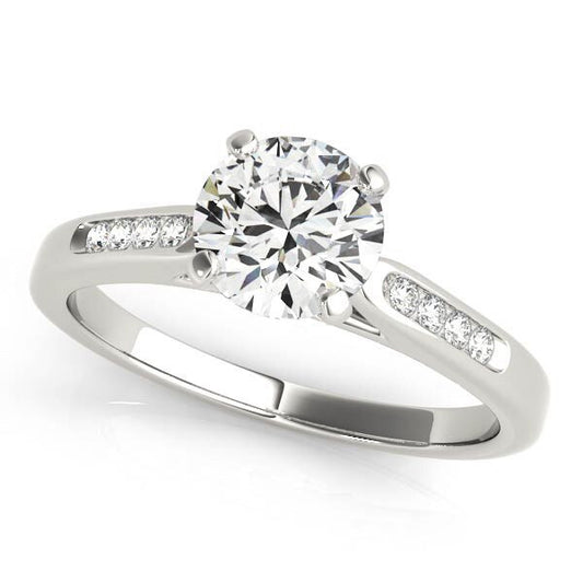 Size: 4 - 14k White Gold Single Row Diamond Engagement Ring (1 cttw)