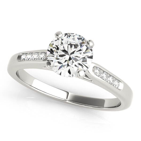 Size: 8 - 14k White Gold Single Row Diamond Engagement Ring (1 cttw)