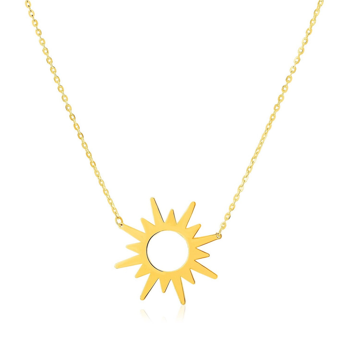 Size: 18'' - 14K Yellow Gold Sunburst Necklace