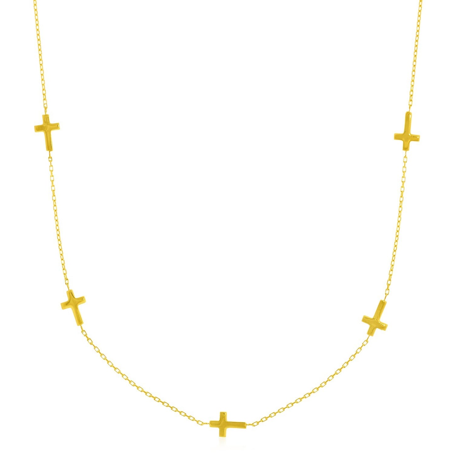 Size: 17'' - 14k Yellow Gold Chain Necklace with Cross Stations