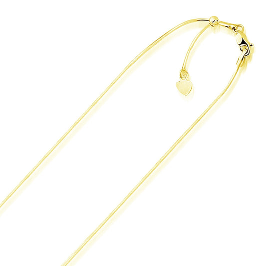 Size: 22'' - 14k Yellow Gold Adjustable Snake Chain (0.80 mm)