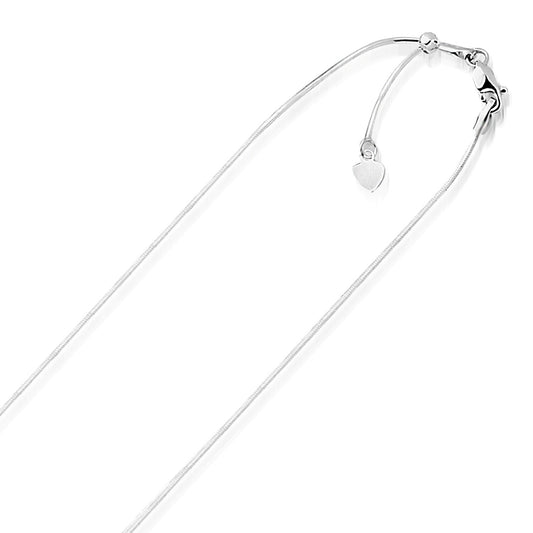 Size: 22'' - 14k White Gold Adjustable Snake Chain (0.80 mm)