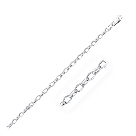 Size: 7'' - 3.2mm 14k White Gold Oval Rolo Bracelet