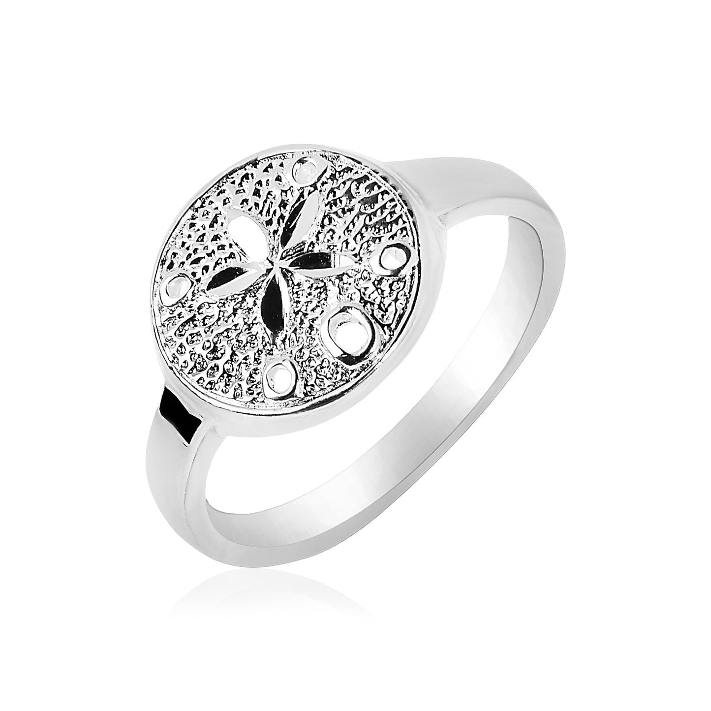 Size: 8 - Sterling Silver Textured Sand Dollar Ring