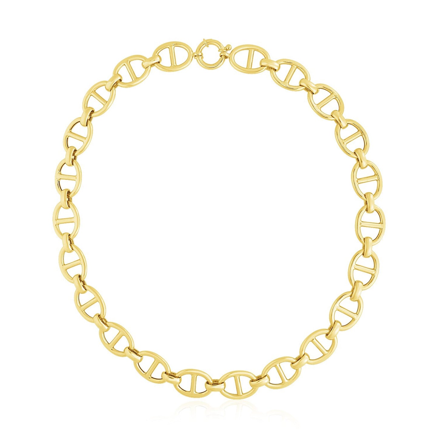 Size: 18.5'' - 14k Yellow Gold High Polish Oval Mariner Link Necklace (13.8mm)