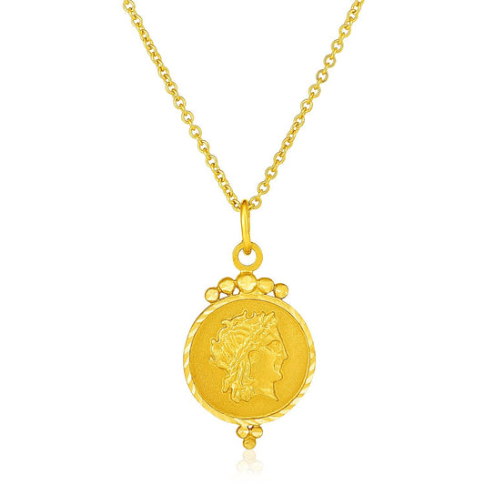 Size: 18 - 14k Yellow Gold with Round Roman Coin Pendant