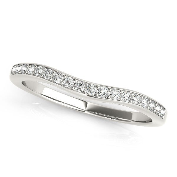 Size: 4 - 14k White Gold Channel Curved Diamond Wedding Band (1/4 cttw)