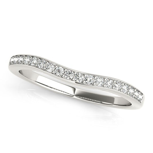 Size: 4 - 14k White Gold Channel Curved Diamond Wedding Band (1/4 cttw)