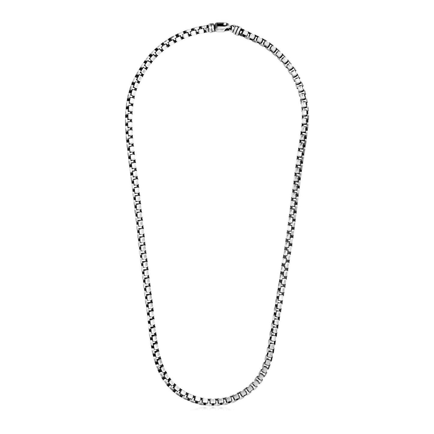 Size: 24'' - Sterling Silver Gunmetal Finish Round Box Chain Necklace