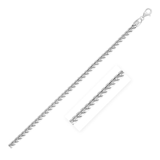 Size: 22'' - Sterling Silver Rhodium Plated Round Franco Chain (4.60 mm)