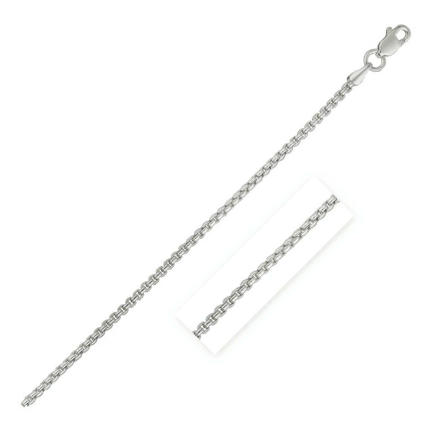 Size: 20'' - 14k White Gold Round Box Chain (1.3 mm)