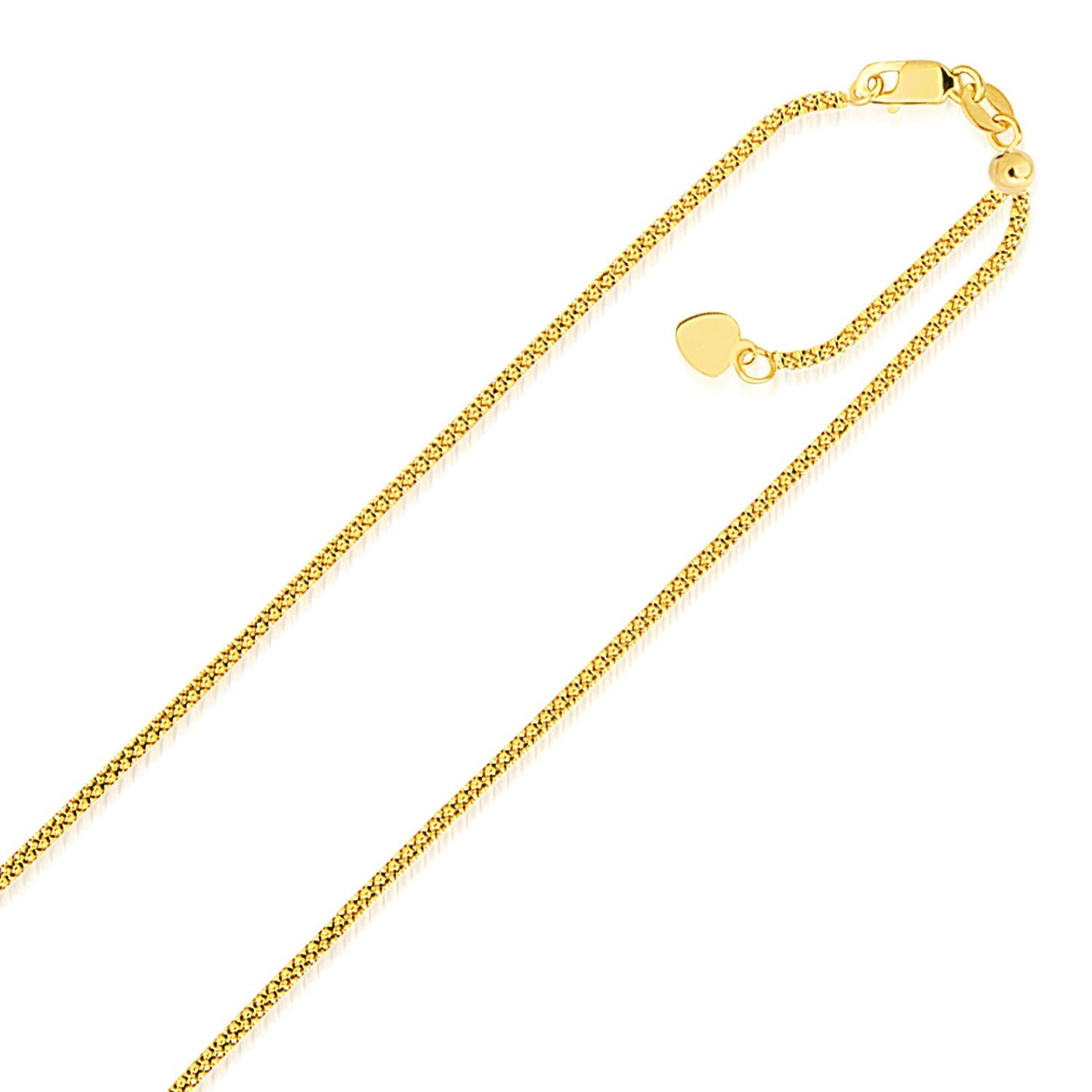 Size: 22'' - 14k Yellow Gold Adjustable Popcorn Chain (1.10 mm)