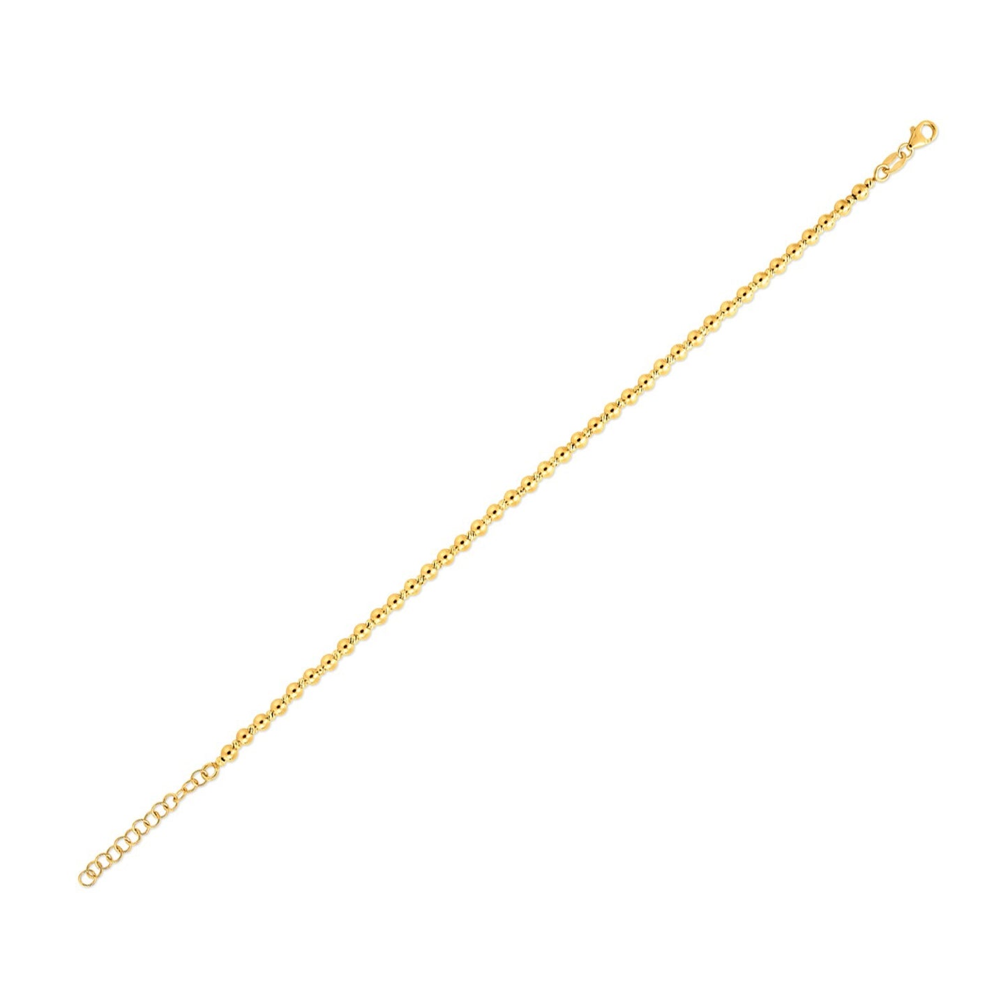 Size: 8 - 14k Yellow Gold Spaced Bead Bracelet (3mm)