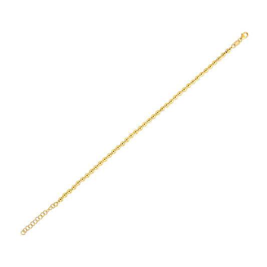 Size: 8 - 14k Yellow Gold Spaced Bead Bracelet (3mm)