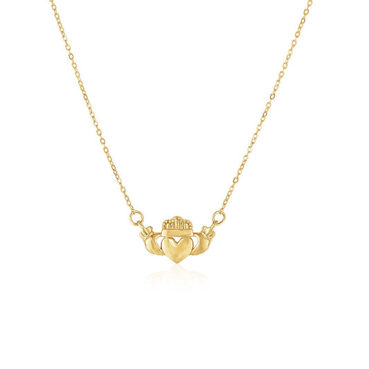 Size: 17 - 14k Yellow Gold Pendant with Claddagh Symbol