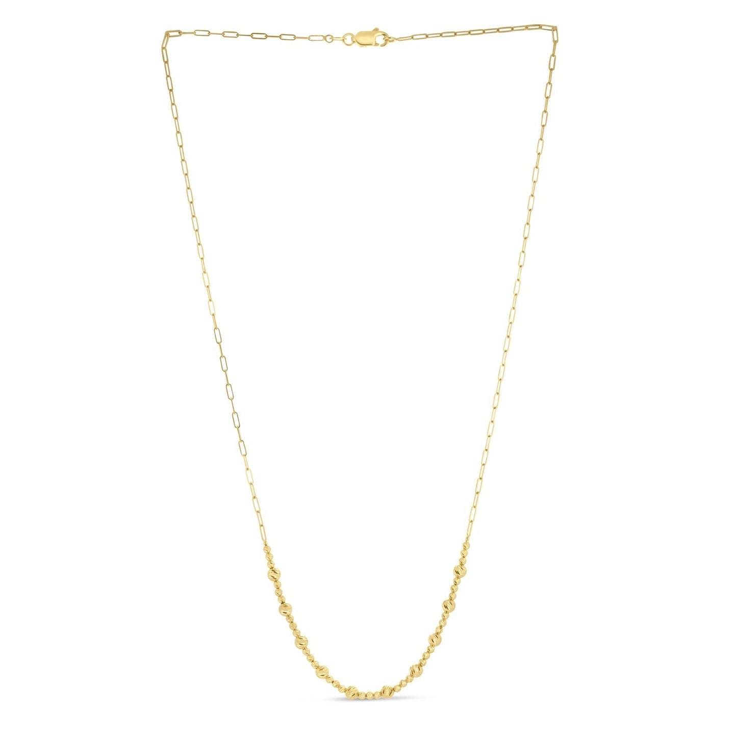 Size: 18 - 14k Yellow Gold Bead Paperclip Necklace