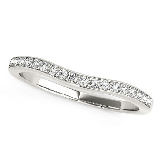 Size: 8.5 - 14k White Gold Curved Diamond Wedding Ring (1/4 cttw)