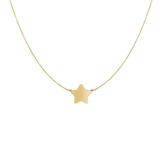 Size: 18'' - 14k Yellow Gold Necklace with Five Pointed Star